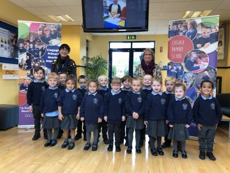Miss McKendry, Mrs Martin and the Foundation One pupils