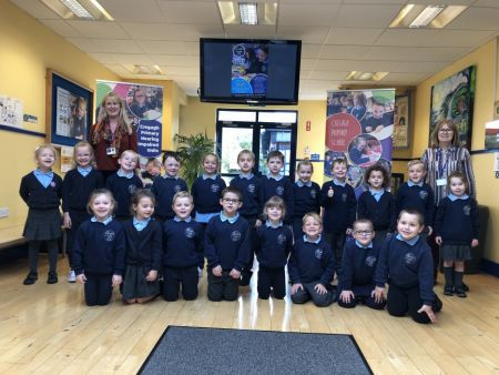 Mrs Standley, Mrs Blackburn, Mrs Magill and the Foundation Two pupils