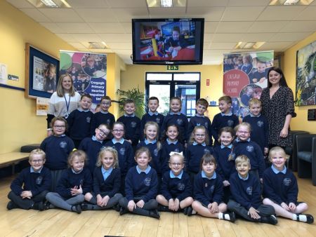 Mrs Butt, Miss Carvill and the Primary Three pupils